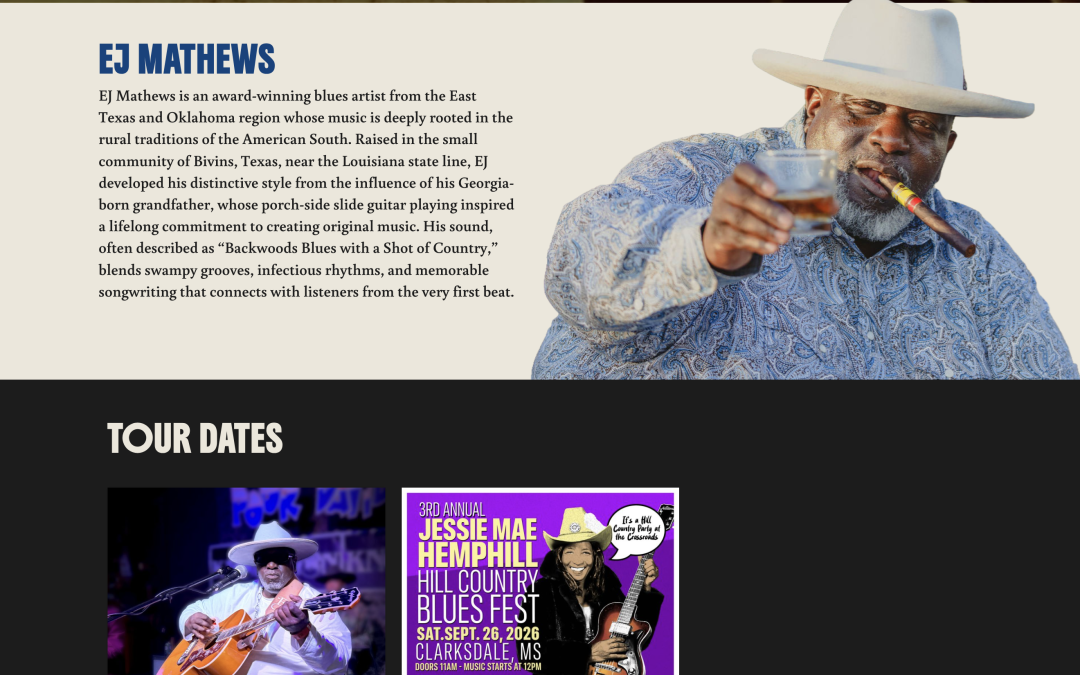 Blues Fund helps Delmark Records Recording Artist EJ Mathews with Complete Website